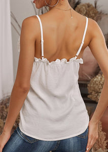 White Sleeveless V Neck Cami Top