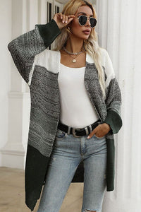 Green, Gray, & White Cardigan Sweater