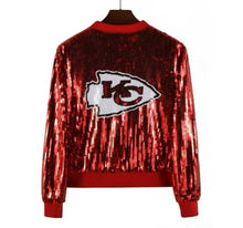 Load image into Gallery viewer, Kansas City Chiefs Sparkly Sequin Zip Up Jacket