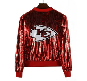 Kansas City Chiefs Sparkly Sequin Zip Up Jacket