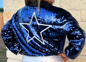 Dallas Cowboys Sparkly Sequin Zip Up Jacket