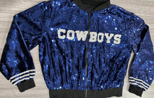 Load image into Gallery viewer, Dallas Cowboys Sparkly Sequin Zip Up Jacket