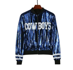 Dallas Cowboys Sparkly Sequin Zip Up Jacket