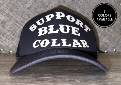 Support Blue Collar Trucker Hat