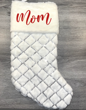 Load image into Gallery viewer, White Quilted Pattern Christmas Stocking