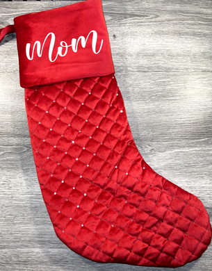 Red Quilted Sequin Christmas Stocking