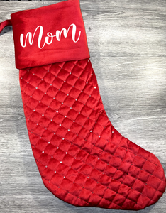 Red Quilted Sequin Christmas Stocking