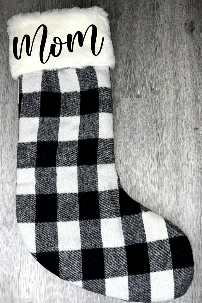 White Buffalo Check Christmas Stocking With Fur Cuff