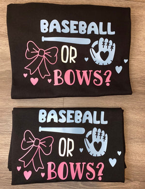 Baseball or Bows Gender Reveal Shirts