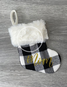 Mini White Buffalo Check Christmas Stocking