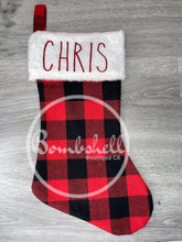 Load image into Gallery viewer, Red Buffalo Plaid Christmas Stocking