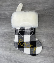 Load image into Gallery viewer, Mini White Buffalo Check Christmas Stocking