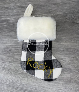 Mini White Buffalo Check Christmas Stocking