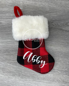 Mini Red Buffalo Check Christmas Stocking