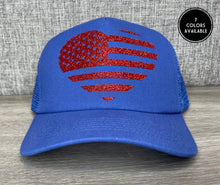 Load image into Gallery viewer, Heart Flag Trucker Hat