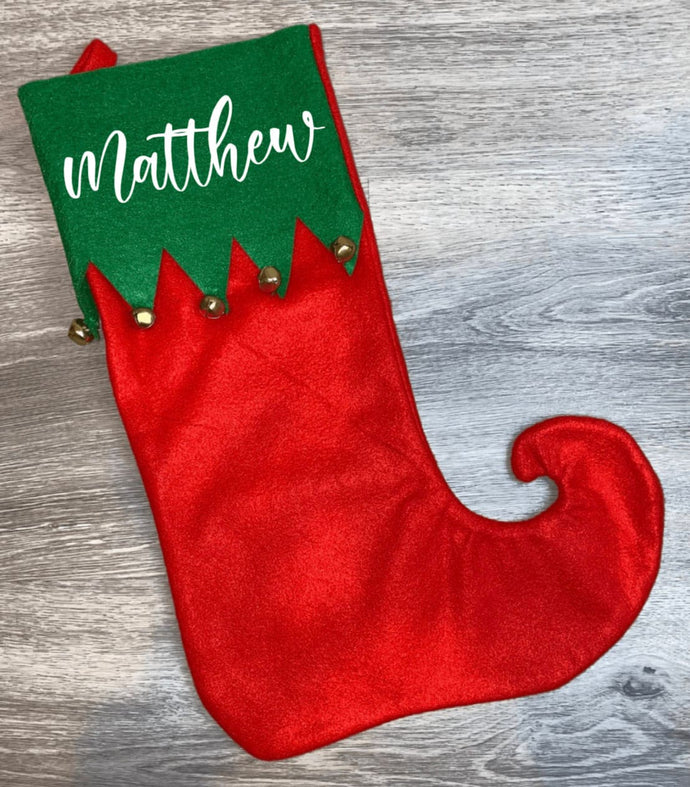 Jingle Bell Elf Christmas Stocking