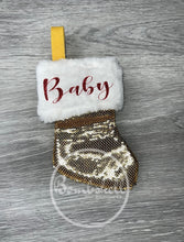 Load image into Gallery viewer, Mini Gold Sequin Christmas Stocking