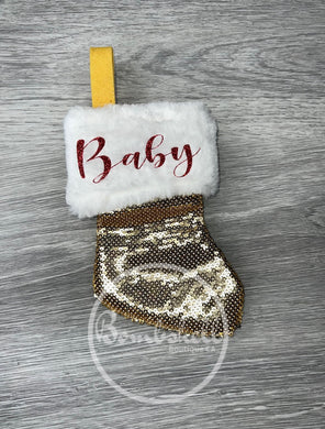 Mini Gold Sequin Christmas Stocking