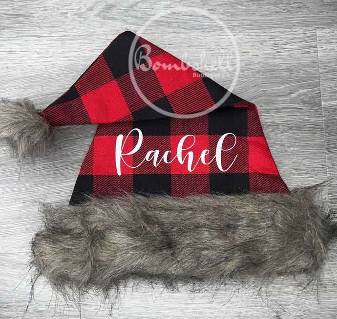 Red Buffalo Check Santa Hat