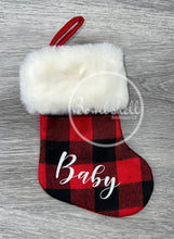 Load image into Gallery viewer, Mini Red Buffalo Check Christmas Stocking