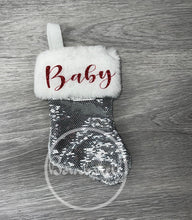 Load image into Gallery viewer, Mini Silver Sequin Christmas Stocking