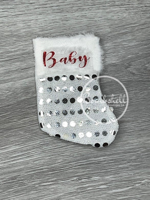 Mini Silver Sequin Christmas Stocking