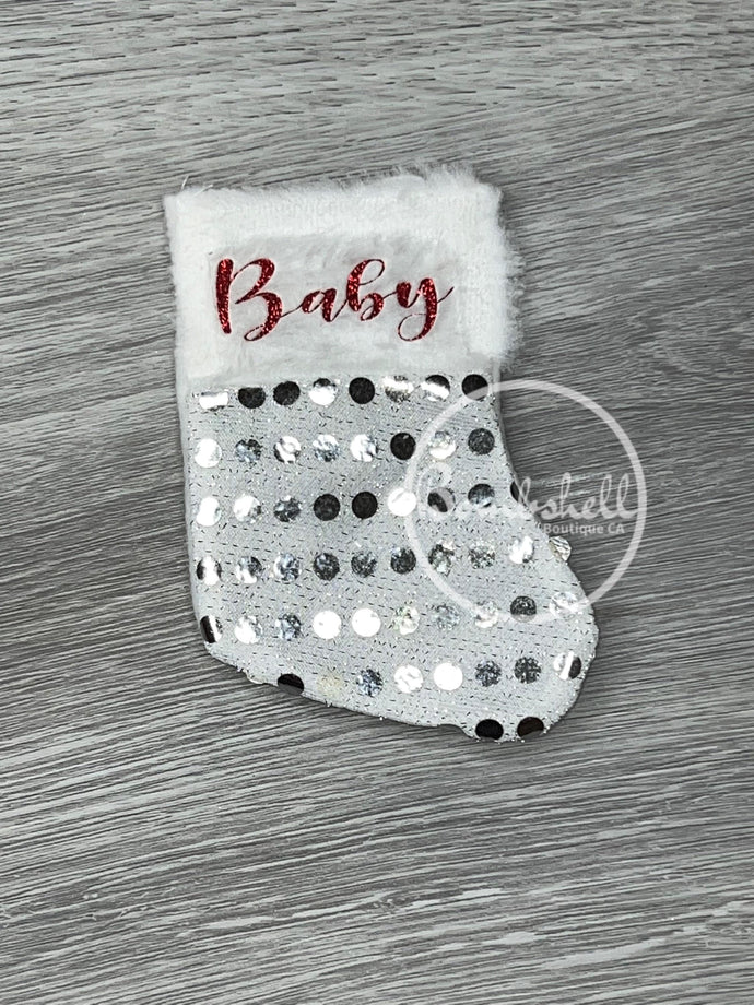 Mini Silver Sequin Christmas Stocking