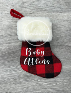 Mini Red Buffalo Check Christmas Stocking