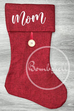 Load image into Gallery viewer, Red Burlap Christmas Stocking