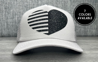 Striped Heart Trucker Hat