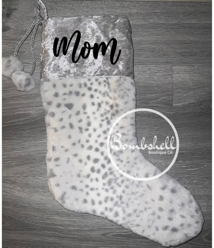 Snow Leopard Christmas Stocking