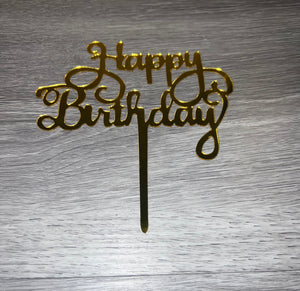 Gold Happy Birthday Acrylic Cake Topper