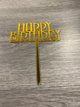 Load image into Gallery viewer, Gold Happy Birthday Acrylic Cake Topper