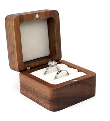 Wood Double Seat Wedding Ring Box