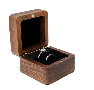 Wood Double Seat Wedding Ring Box