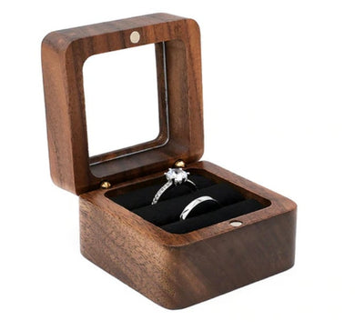 Wood Double Seat Wedding Ring Box