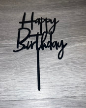 Load image into Gallery viewer, Black Happy Birthday Acrylic Cake Topper