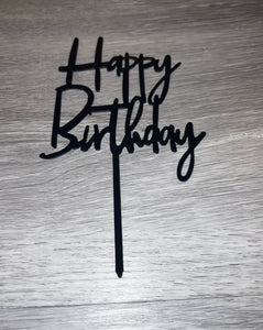 Black Happy Birthday Acrylic Cake Topper