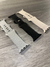 Load image into Gallery viewer, Black Leopard Engraved 38mm 40mm &amp; 41mm Silicone Apple Watch Bands