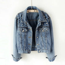 Load image into Gallery viewer, Bride Pearl Denim Jacket