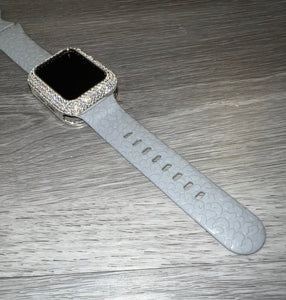 Gray Leopard Engraved Silicone Apple Watch Band 38mm 40mm & 41mm