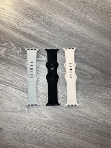 Cream Leopard Engraved Silicone Apple Watch Band 38mm 40mm & 41mm