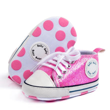 Load image into Gallery viewer, Hot Pink Glitter Baby Shoes