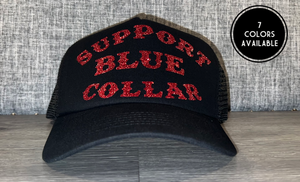 Support Blue Collar Trucker Hat