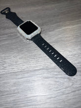 Load image into Gallery viewer, Black Leopard Engraved 38mm 40mm &amp; 41mm Silicone Apple Watch Bands