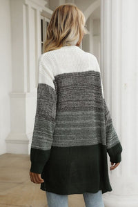 Green, Gray, & White Cardigan Sweater