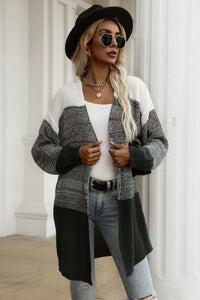 Green, Gray, & White Cardigan Sweater