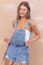 Load image into Gallery viewer, Blue Fringe Studded Denim Overalls