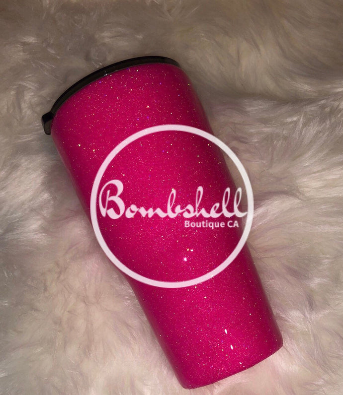 Neon Pink Glitter Tumbler