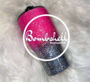 Pink & Silver Glitter Tumbler